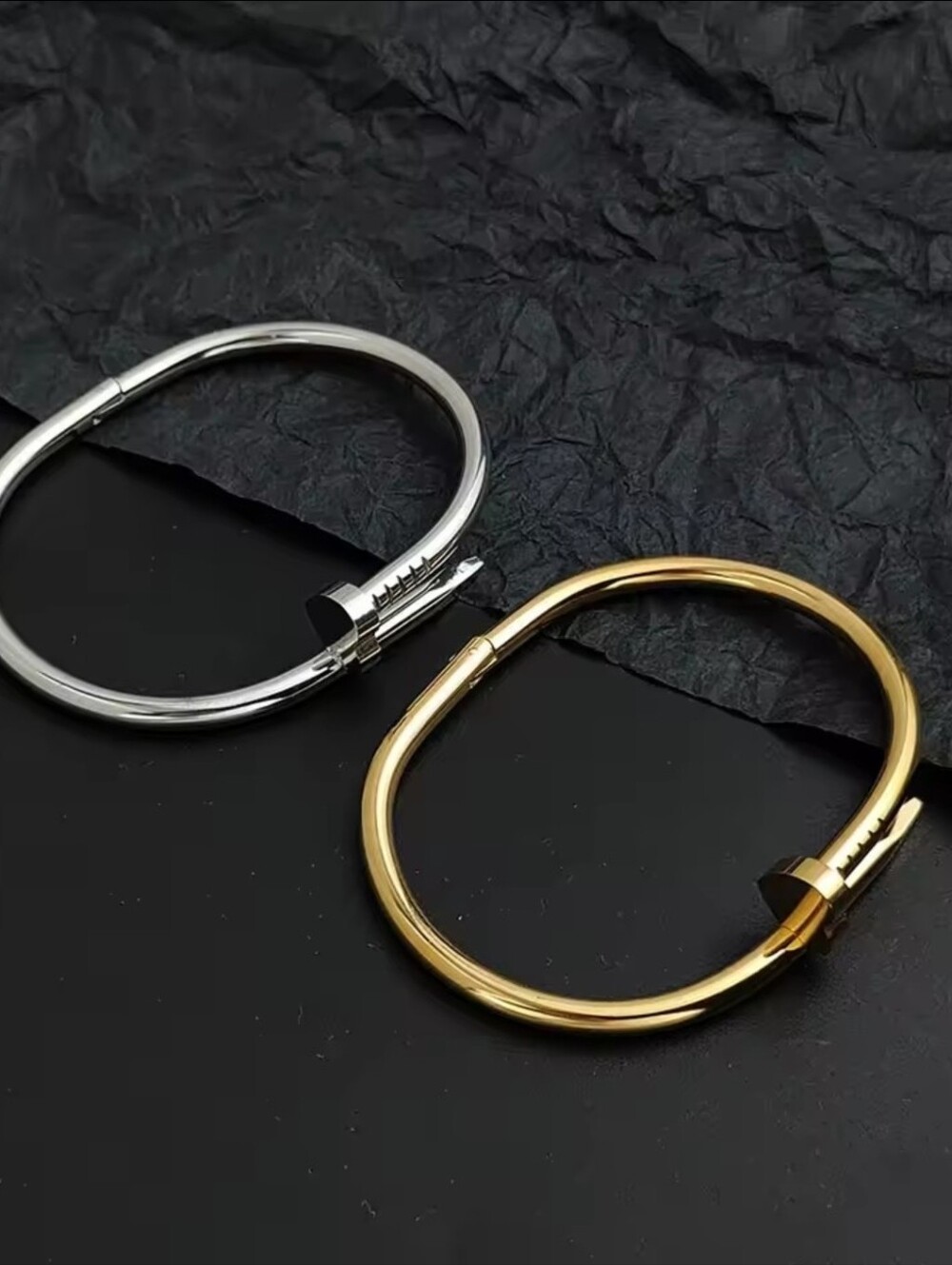 Gold Heart Shape Nail Cuff Bracelet - Picture 7 of 8